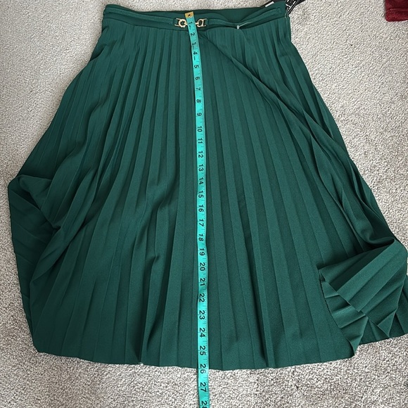 Vintage style green pleated flare skirt Sz Petite M New - Picture 9 of 10
